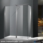 Modern séta zuhanyzóval a pivot ajtóval és a támasztórúddal