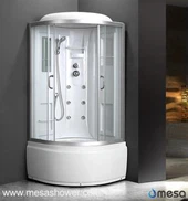 Fehér akril és edzett üveg zuhanyzó/zuhanyfülke, fürdőkád